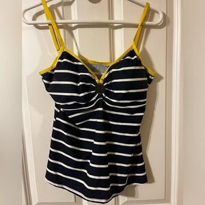 Nautica Navy and White Striped Swimsuit Top